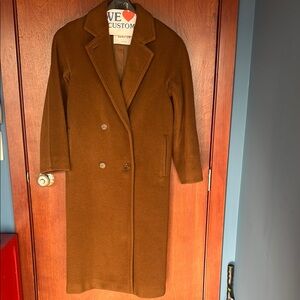 Aritzia Babaton double breasted camel wool slouch coat